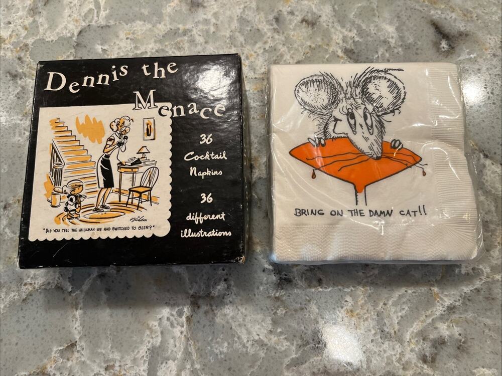 Vintage Dennis The Menace Paper Napkins 1951 Cat / Mouse Cheese 1972